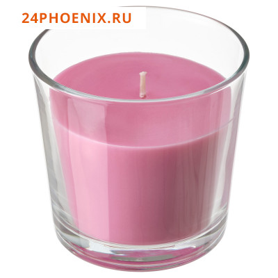 Ароматическая свеча в стакане, Вишневый/ярко-розовый9 см