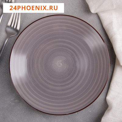 Тарелка керамическая десертная Доляна «Морской мир», d=19 см, цвет коричневый