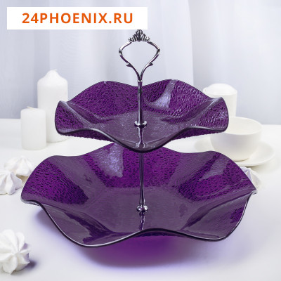 Этажерка 2-х ярусная 30×21 см, цвет фиолетовый, подарочная упаковка, основание МИКС