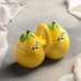Банка керамическая для сыпучих продуктов «Лимон», 200 мл, 2 секции, 2 ложки, цвет жёлтый