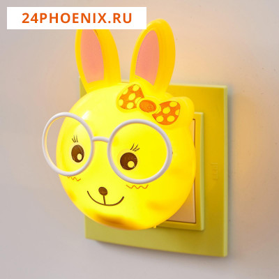 Ночник LED "Умный Зайчонок",12 см, 4W с фотоэлементом (V220) МИКС, пластик 1063869