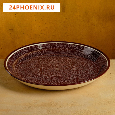 Ляган Риштанская Керамика "Узоры", 36 см коричневый