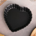 Форма для выпечки «Жаклин. Рифлёное сердце», 11×2 см, съёмное дно, антипригарное покрытие, цвет чёрн