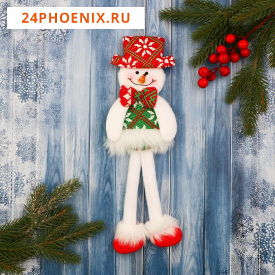 Мягкая игрушка "Снеговик в костюме с орнаментом, в шляпке" 9,5х30 см   6938920