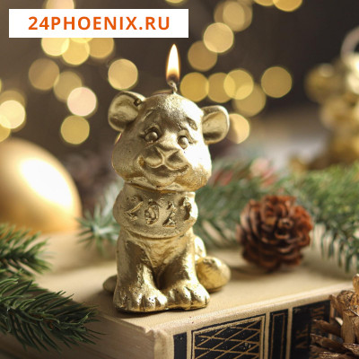 Свеча новогодняя "Символ года - тигрёнок", 7 см, золото 6930693