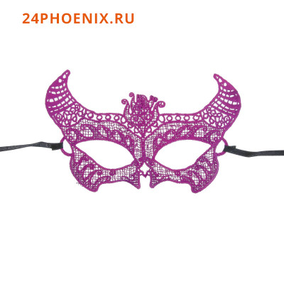 Карнавальная маска "Чертовка" ажур, цвет фуксия   3538299