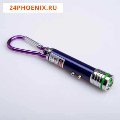 Лазерная указка с карабином, 2 LED, 2 режима, 7 х 1.4 см, микс 1164116