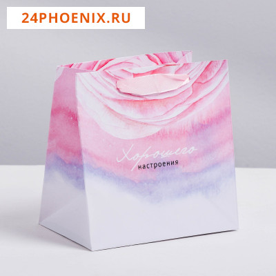Пакет ламинированный квадратный «Цветочная нежность», 22 × 22 × 11 см