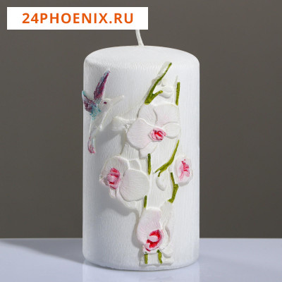 Свеча - цилиндр "Орхидея", 7×13 см, розовый   5168724