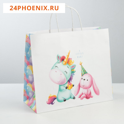 Пакет подарочный крафт «Малыши», 32 × 28 × 15 см