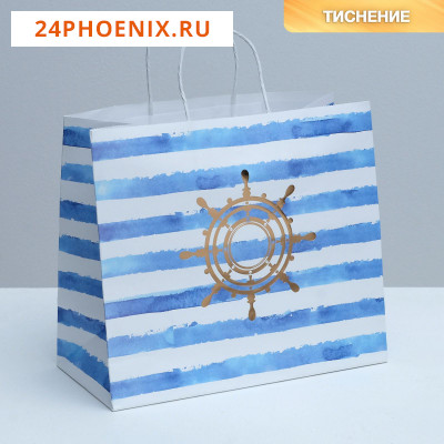 Пакет подарочный крафтовый «Якорь», 32 × 28 × 15 см   4753243