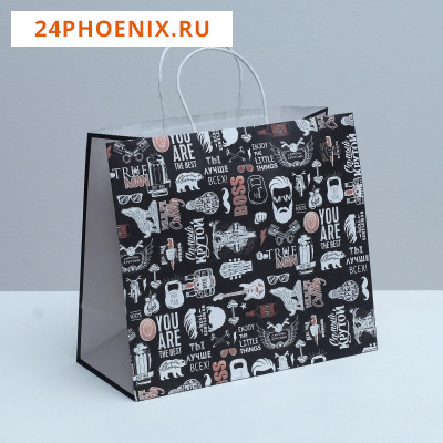 Пакет подарочный крафтовый «Крутой», 32 × 28 × 15 см   4753248
