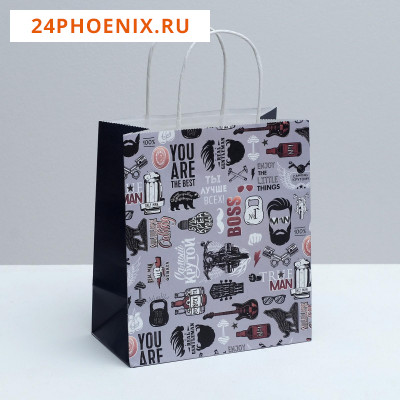 Пакет подарочный крафтовый «Крутой», 22 × 25 × 12 см   4753239