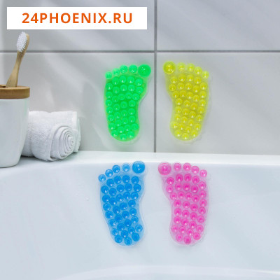 Мини-коврик для ванны «Нога», 11×12 см, цвет МИКС