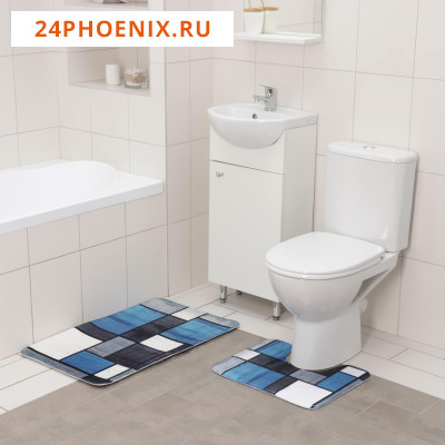 Набор ковриков для ванны и туалета Доляна «Палитра», 2 шт: 50×80 см, 50×40 см