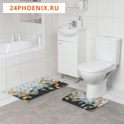 Набор ковриков для ванны и туалета Доляна «Бурлеск», 2 шт: 50×80, 50×40 см