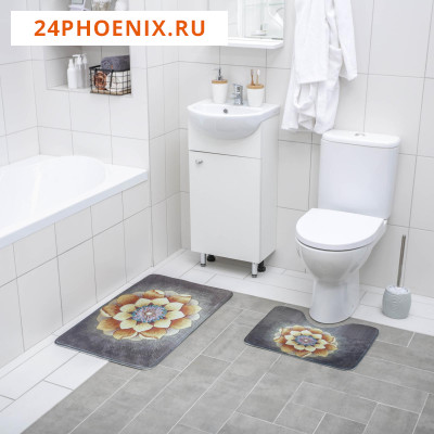 Набор ковриков для ванны и туалета Доляна «Аура», 2 шт: 50×80, 50×40 см