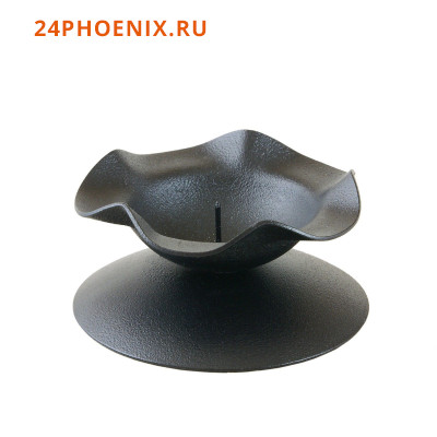 Подсвечник металл на 1 свечу "Кувшинка Н", 3,5х7,3 см, черный 1596035