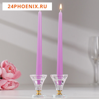 Набор свечей античных,  2,3х 24,5 см, 2 штуки, сиреневый 7690994