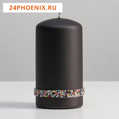Свеча - цилиндр со стразами "Гламур", 7х13 см, черный   5532622