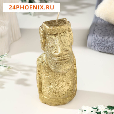 Свеча фигурная лакированная "Идол Моаи", 12,5 см, золото 7581772