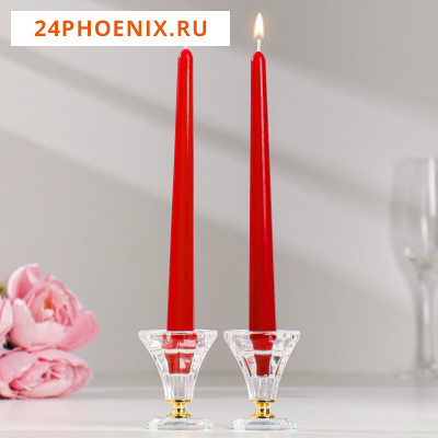 Набор свечей античных, 2,3х 24,5 см, 2 штуки, красный 7690990