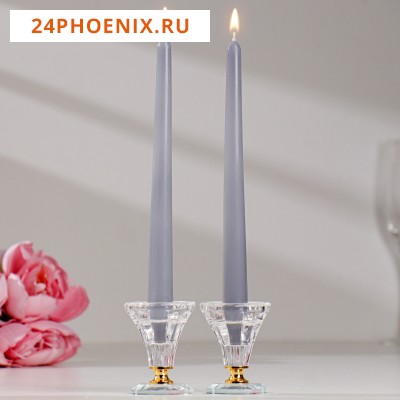 Набор свечей античных,  2,3х 24,5 см, 2 штуки, серый 7690993