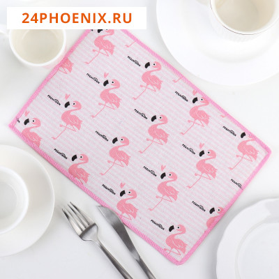 Коврик для сушки посуды «Фламинго», 20×30 см, лён