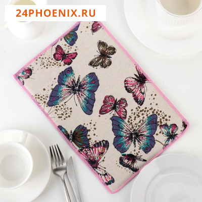 Коврик для сушки посуды «Сумеречные бабочки», 20×30 см, лён