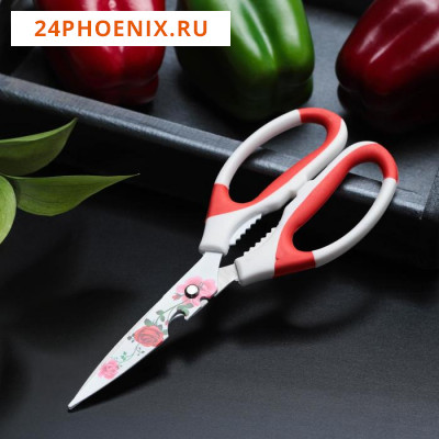 Ножницы кухонные с антиналипающим покрытием Доляна «Цветение», 22 см, цвет МИКС