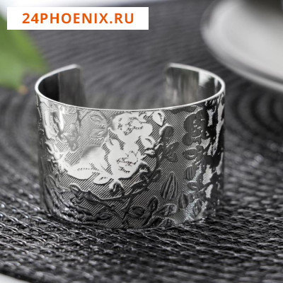 Кольцо для салфетки «Цветы», 5×3 см, цвет серебряный