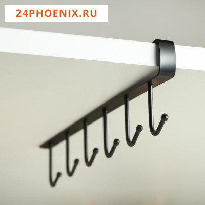 Держатель кухонный подвесной на 6 предметов Доляна, 1,5×26×7 см, цвет чёрный