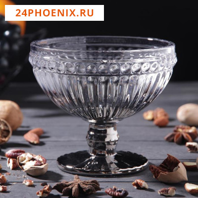 Креманка стеклянная «Босфор», 350 мл, 12×11 см, цвет градиент серебро