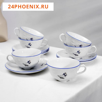 Чайный сервиз на 6 персон «Рококо. Гуси», 12 предметов: кружки 220 мл, блюдце d=15,5 см