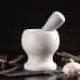 Ступка с толкушкой «Мрамор», из натурального камня, цвет белый