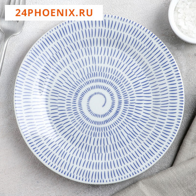 Тарелка пирожковая Доляна «Антик», d=19,5 см, цвет белый/синий