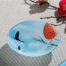 Набор для суши из стекла Доляна «Журавль», 3 предмета: соусники 8×2 см, 8×6 см, подставка 25×15×2 см