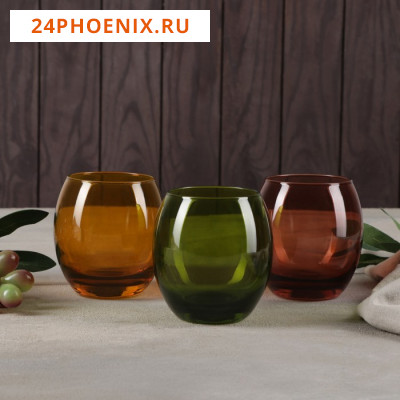 Набор стеклянных стаканов «Империя», 400 мл, 7,1×9,4 см, 3 шт, цвет МИКС
